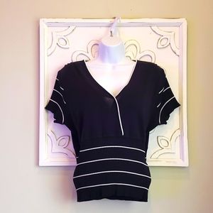 Misook Exclusively Navy Stretchy Dress Top Sz Lg